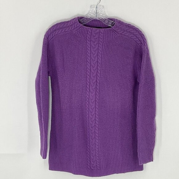 Talbots Sweater Women S Petite Purple Lamb's Wool Blend High Neck Knit Pullover - Picture 1 of 8